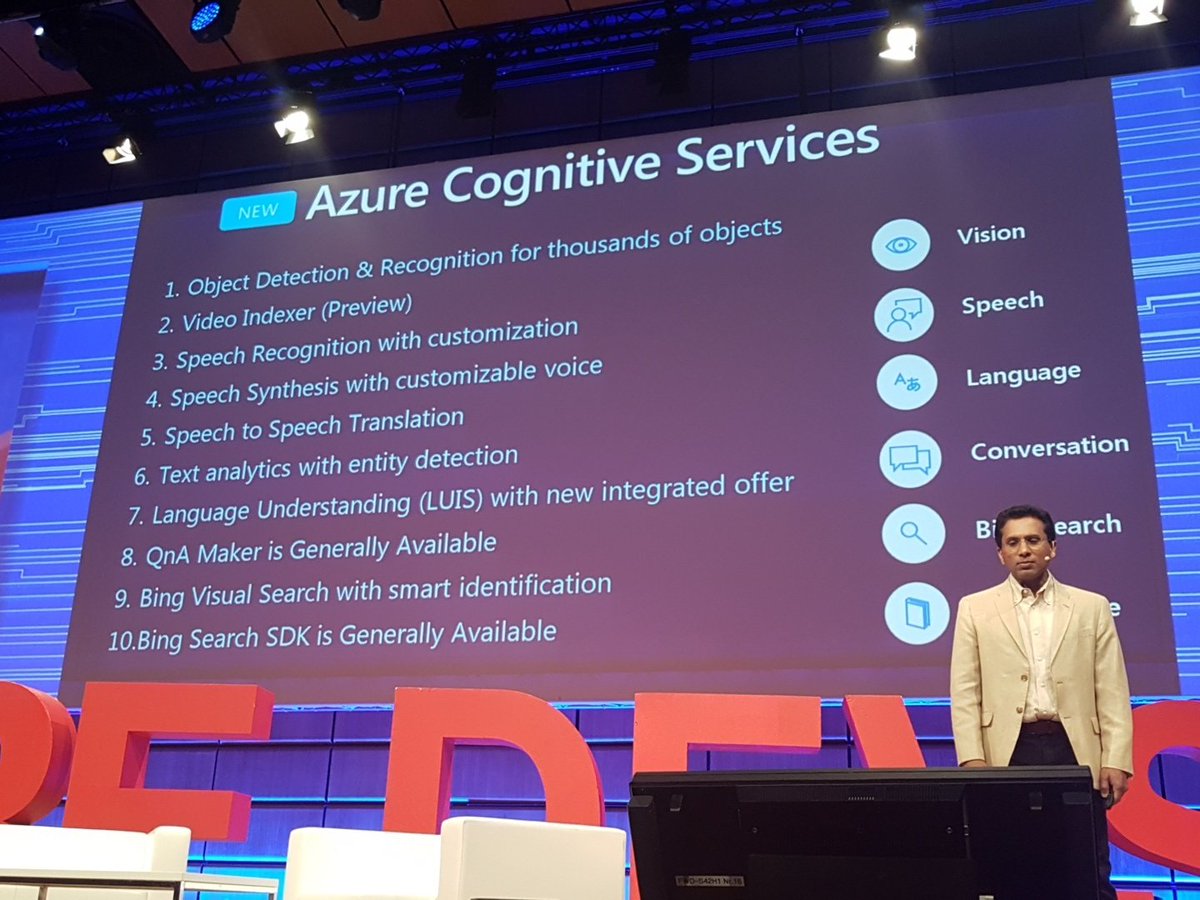 MicrosoftAT's tweet photo. Which #CognitiveServices have you tried yet? #Azure #Wearedevs @wearedevs @josephsirosh #microsoftat #MSFTxWAD https://t.co/UgyLCFikQM