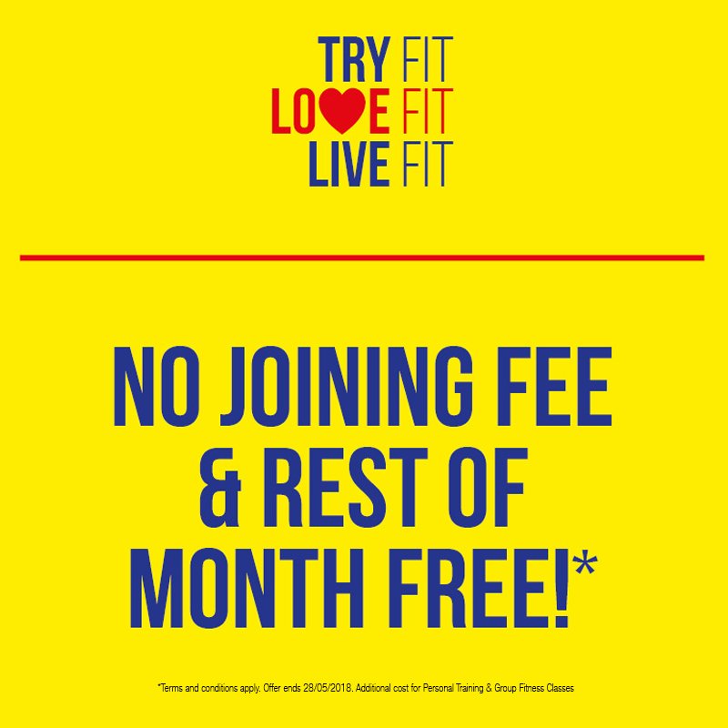 💢 OFFER ALERT 💢

Visit our website to find your nearest club!
sportsdirectfitness.com

*Terms and conditions apply. Offer ends 28/05/2018. Additional cost for Personal Training &amp; Group Fitness Classes