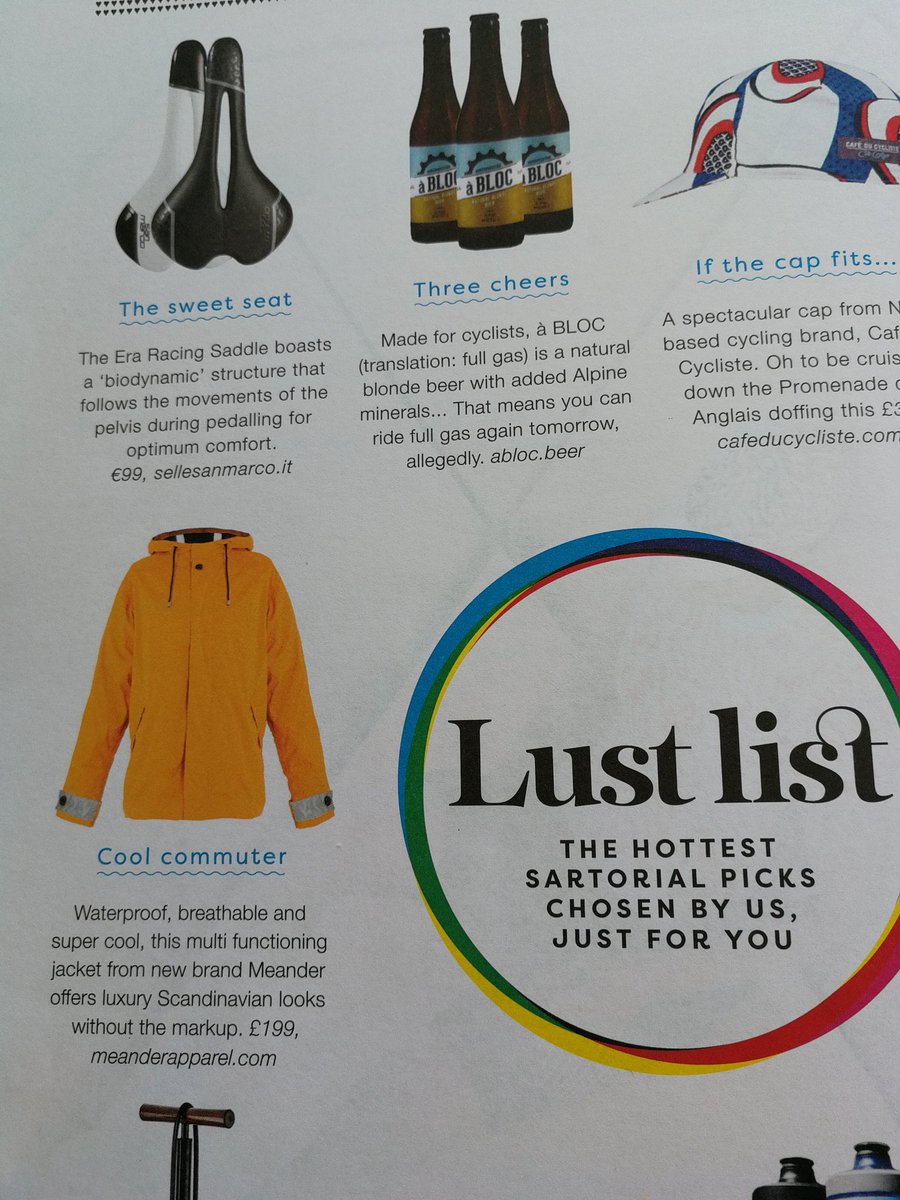 MeanderApparel's tweet image. Thank you @CasquetteCC We're delighted to make it into the lust list. The Meander jacket is available to pre order until end May on @Indiegogo and comes in 3 colours. Supporters will receive  24% off the future RRP
igg.me/at/meander
#Cycling
#cyclestyle