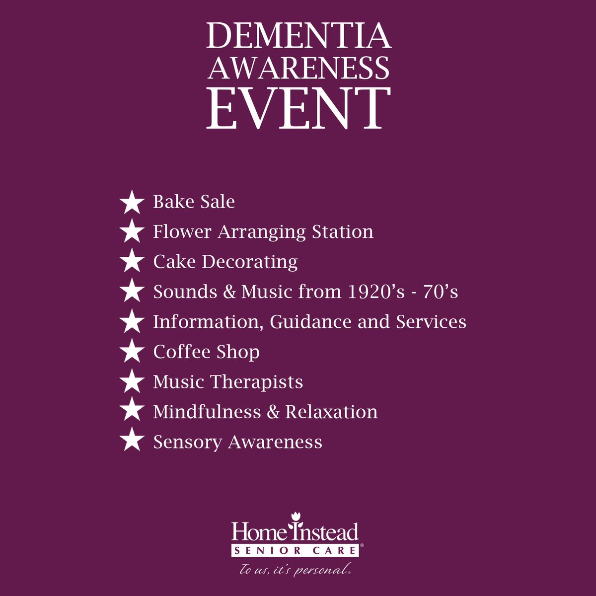 HISClpoolsouth's tweet photo. UPCOMING EVENT: Dementia Awareness, pop along for a cuppa and a cake, or just enjoy the music!
All are welcome....the countdown is on! ππ βοΈπ°πͺπΌ
#dementiaawarenessevent #homeinstead #homeinsteadls #event #careevent #songstoremember #thecountdownison #upcomingevent #cake https://t.co/M7aSqLwyck