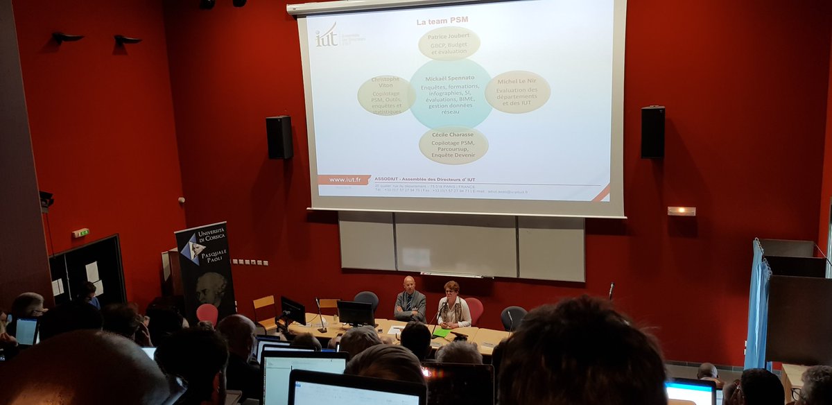 martialymartin's tweet photo. Cécile Charasse présente l'organisation du groupe de travail sur l'évolution des aides au pilotage de @lesIUT #AGADIUT @iutdecorse https://t.co/MKp7qe2zGb