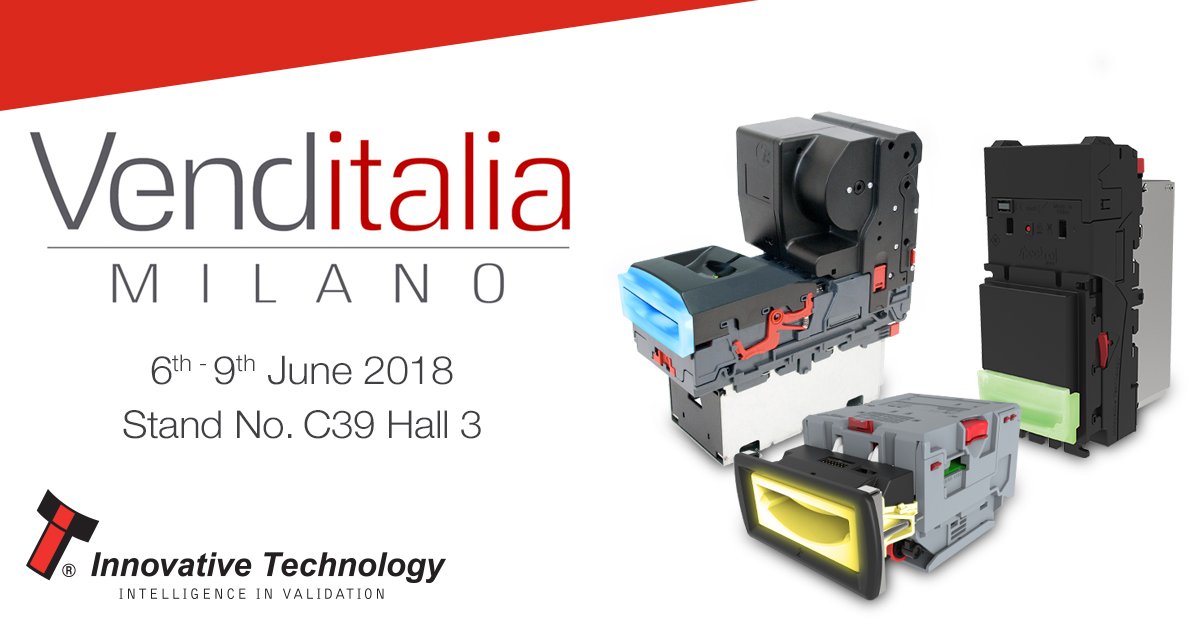 Innovative Technology Ltd - ITL (@notevalidators) on Twitter photo Next stop for #itl NV9 Spectral..... <a href="/venditalia/">Venditalia</a> in Milan. Come and join us on stand C39 in Hall 3 to demo our latest innovation: goo.gl/EitWWd
#Milan #Italy #venditalia #vending #fieramilanocity Next stop for #itl NV9 Spectral..... <a href="/venditalia/">Venditalia</a> in Milan. Come and join us on stand C39 in Hall 3 to demo our latest innovation: goo.gl/EitWWd
#Milan #Italy #venditalia #vending #fieramilanocity