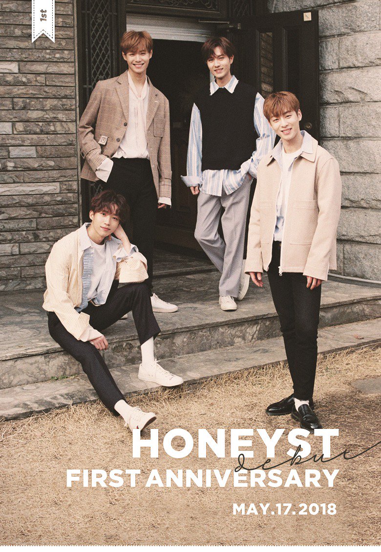 FNC_ENT's tweet photo. [Anniversary] #허니스트데뷔1주년 #HONEYST_1st_Anniversary 2018.05.17 허니스트의 데뷔 1주년을 축하해주세요♡ @HONEYSTofficial https://t.co/r7AR9hfFNa