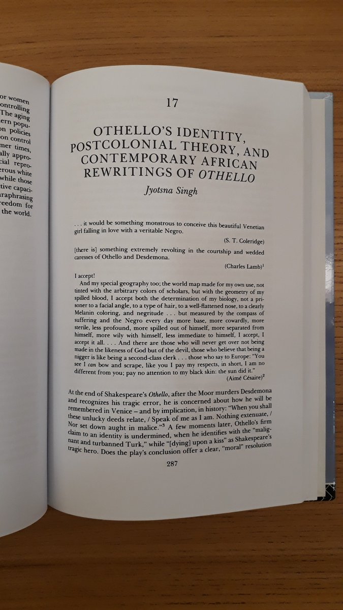 Jyotsna Singh's essay in Women, "Race," and Writing in the Early Modern Period (eds. Hendricks and Parker) gives you some ways of applying the work of postcolonial theorists like Frantz Fanon and Homi K. Bhabha to Shakespeare's writing.