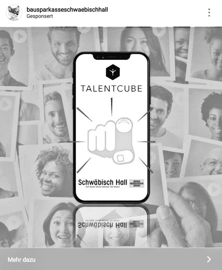 arnepberg's tweet photo. Sage ich selten bis nie: Schöne #Performance-#Personalmarketing-Kampagne die mich da gerade auf diesem Instagram erreicht @SchwaebischHall @talentcubeapp @SebastianHust https://t.co/d7U9F5yZfV