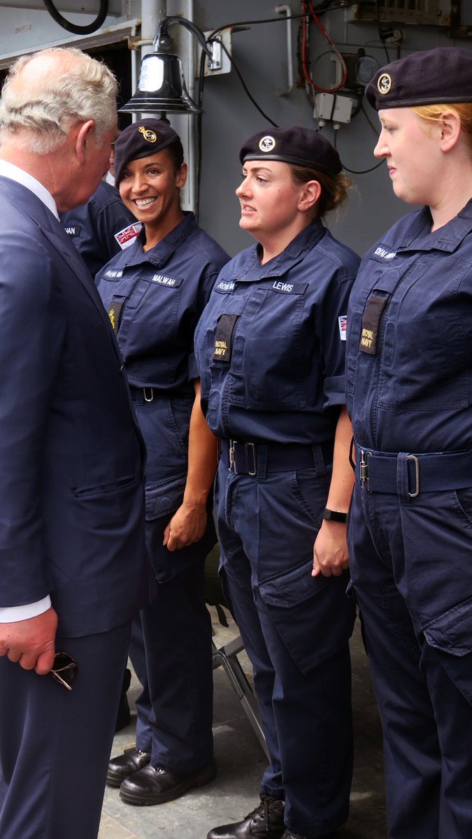 RoyalNavy's tweet photo. Prince Charles shared “his and his nation’s pride” with the men and women of @HMS_Echo  when he thanked them for their mercy mission in the #Mediterranean @ClarenceHouse  https://t.co/ScGOSVO9ZC https://t.co/tpAVycKFSG