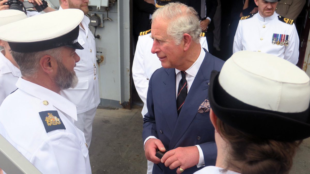 RoyalNavy's tweet photo. Prince Charles shared “his and his nation’s pride” with the men and women of @HMS_Echo  when he thanked them for their mercy mission in the #Mediterranean @ClarenceHouse  https://t.co/ScGOSVO9ZC https://t.co/tpAVycKFSG