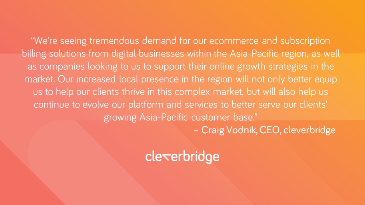 When nearly 40% of our new 2017 revenue came from Asia-Pacific B2B and B2C clients, it’s time to open a second APAC office.

Welcome cleverbridge Taipei! cbridge.to/Taipei