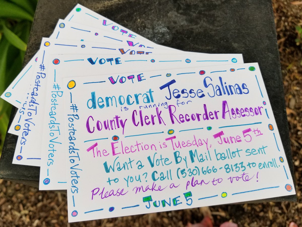 samhollros's tweet photo. Five #PostcardsToVoters headed to Yolo County this morning. #GOTV #YoloStrong https://t.co/Cf3qXYneJh
