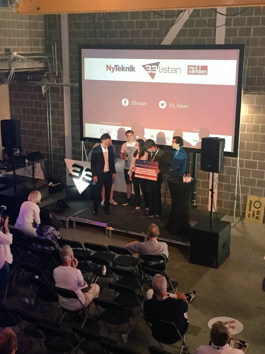 Grattis <a href="/LTHinfo/">...</a> , vinnare av årets #academytechchallenge 🏆 Laget presenterade dagens mest innovativa lösning på juryns problem &amp; vinner en resa till #Slush. Tack <a href="/teknikforetagen/">Teknikföretagen</a> som sponsrat tävlingen och KTH &amp; Chalmers som också presenterat fantastiska lösningar! #33listan
