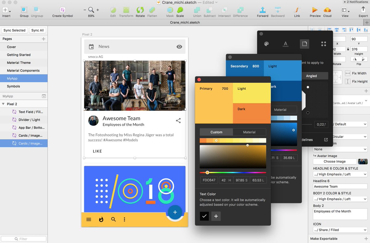 Smoca_AG's tweet photo. Wir haben mit dem neuen Plug-In von Google für Sketch herumgespielt. (https://t.co/CGQd0jUEU6). Für #materialdesign eine tolle Sache.

Interessant: Scheinbar bewegt sich die Material-Design Guideline wieder hin zur Bottom-Navigation. 
Da waren wir doch schon Mal🤔 https://t.co/p3NmdEEzpV