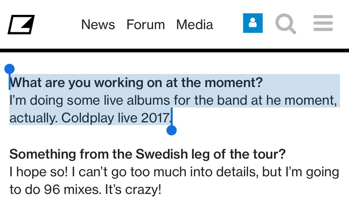 coldplayxtra's tweet image. NEWS: Producer Rik Simpson says he’s still working on the live album; Coldplay Live 2017, contains 96 mixes from shows. 

🔗 :: elektronauts.com/talk/124