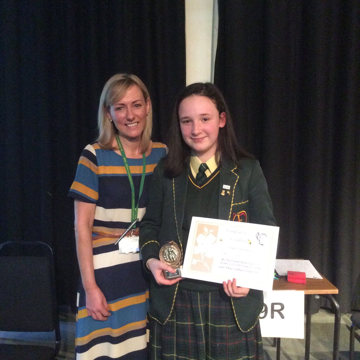 stcatslibrary's tweet photo. Mrs McCoubrey with Yr9 Spelling Bee Winner, Grace, with the winning word: 'malicious'. Supbery spelling! https://t.co/Yy2npPpWK9