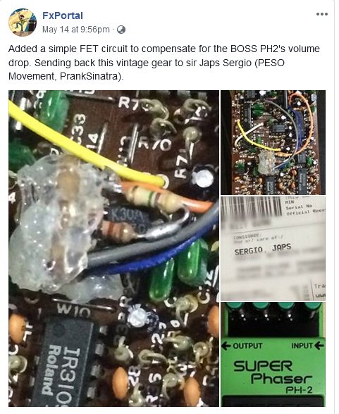 japssergio's tweet image. Fellow musikeros looking for an effects pedal modification/repair service, I highly recommend si Sir Dick facebook.com/FxPortalUsedGe…! After almost 20yrs of shyoogazing and cha-cha-ing, my pedal's volume drop problem is finally gone! 😊