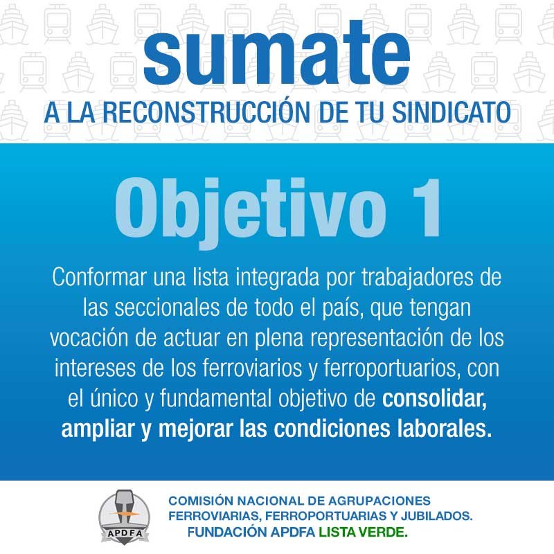 ListaVerdeFund's tweet image. Estamos Trabajando en el Presente. Sumate a la Reconstrucción de Tu Sindicato.
#Consolidar #Ampliar #Mejorar #Sindicato #APDFA #Trabajador #Trenes #Puerto #APDFAesTuya