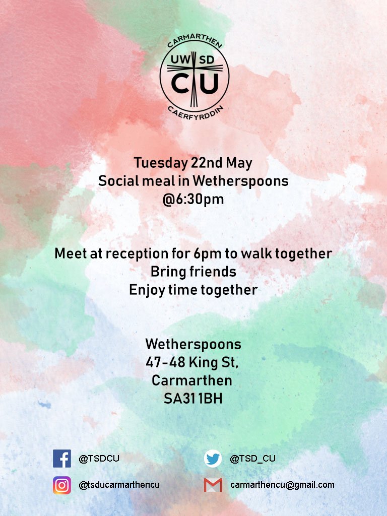 TSD_CU's tweet photo. Join us on Tuesday 22nd May in Wetherspoons!

It's an opportunity to spend quality time with one another and eat fantastic food! 🍽️😀 https://t.co/kp06RynN7b