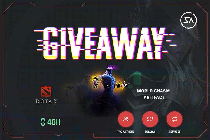 SkinArenaCS's tweet photo. 48H GIVEAWAY! Win: World Chasm Artifact π€©
β
Follow us
β
Retweet & Tag a Friend
β
Join Group: https://t.co/eiVaueDjPk
π Winner will be announced on on Friday! Good luck βοΈ
#Skinarena #giveaway #dota2 #Dota2Giveaway https://t.co/q00QA3ESZU