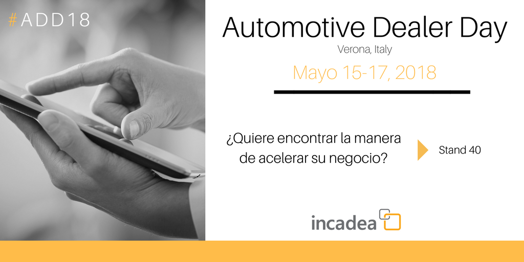 incadeaes's tweet photo. incadea estará presente en el Automotive Dealer Day #ADD18 en Verona. Explore nuestra solución de DMS y descubra cómo podemos ayudarle a optimizar su negocio. https://t.co/hQJG2iUFxI