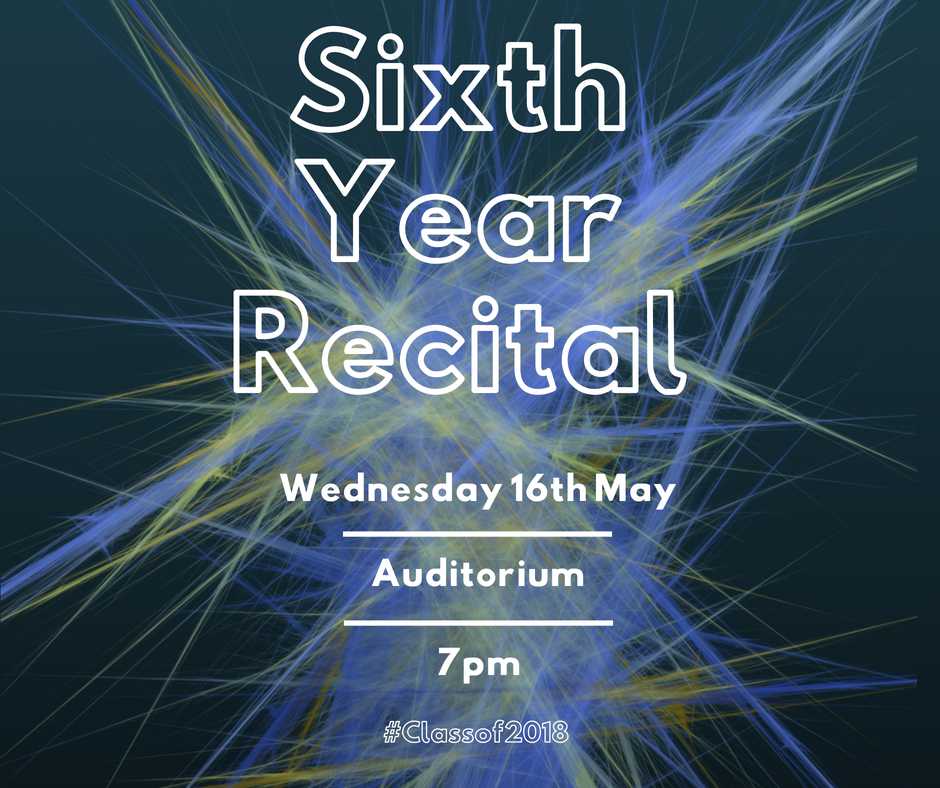 Best of luck to all of the 6th year students who are joining Rathdown Music School's senior students in a very special recital tonight to bid farewell to the Class of 2018. Recital starts at 7pm in the Auditorium and all are welcome.