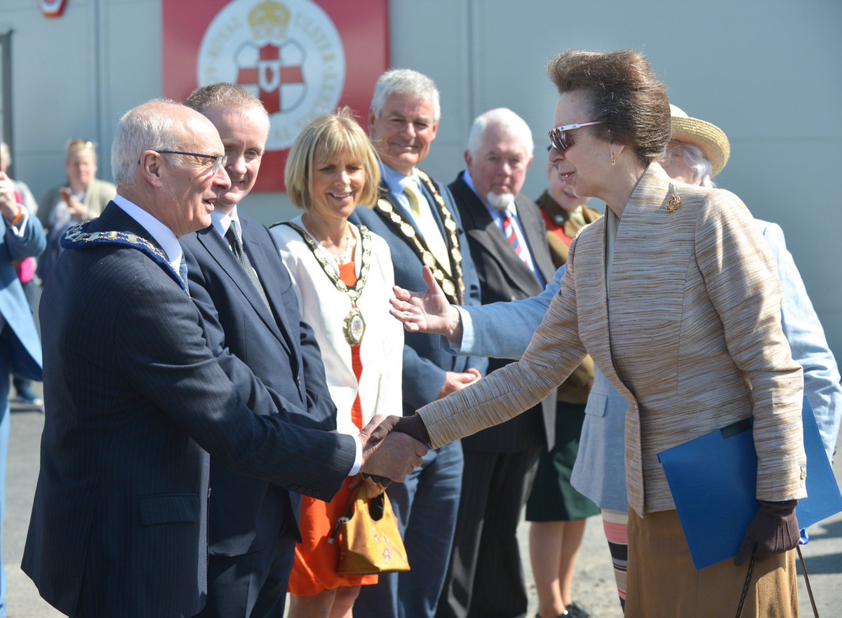 NIOgov's tweet photo. HRH Princess Anne is in Northern Ireland today visiting @balmoralshow - marking the 150th anniversary of the agricultural &amp; food show. The Princess Royal was accompanied by RUAS president Cyril Millar and Chief Executive Alan Crowe #BalmoralShow18 https://t.co/smcwJwEjcI