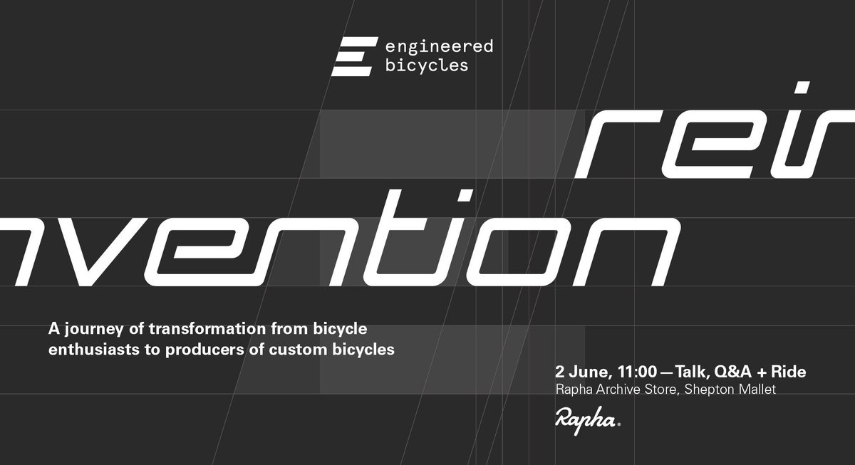 engineeredbikes's tweet image. Join us at the @rapha Archive Store as we look back at where we’ve come from and forward to what lies ahead for Engineered Bicycles. After the talk we will be leading a ride around the local area for an hour.
—
ti.to/rapha-archive-…