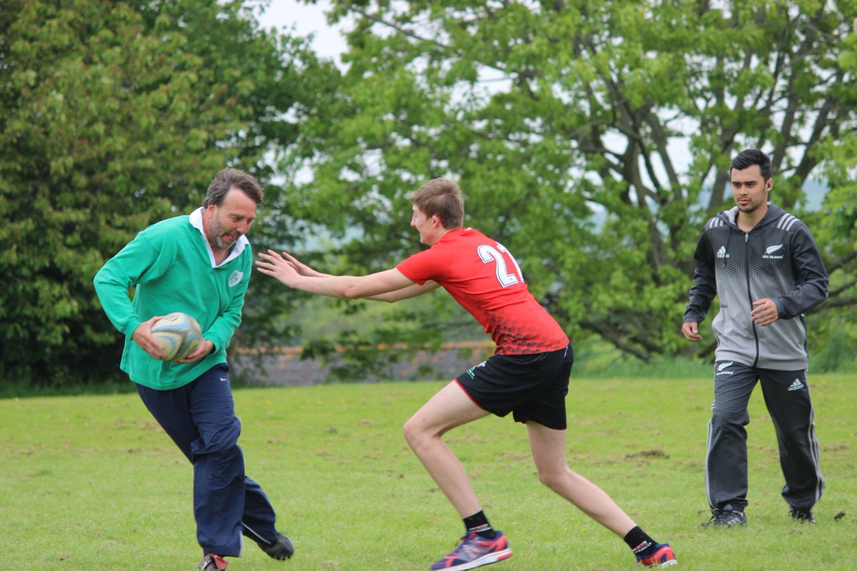 DeafAcademy's tweet photo. Big thanks to @johnnyr63 for popping in this morning to chat to Academy student William about his recent Rugby Deaf 7s triumph in Oz with the Welsh team, for @BBCSpotlight - they even had a little throw about! 😄 https://t.co/fltpOrXSL8