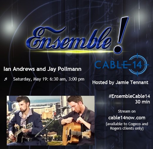 blueshamilton's tweet photo. Sat May 19, 6:30pm + 3 pm! Ensemble! TV Hosted by @jtennant1020 ft Ian Andrews &amp; @jaypollmann on @cable14 #HamOnt #HamOntMusic #EnsembleCable14 @cable14events @AkAkADak @ghmusician @GoGunnersmith @agrzicic @HamOntMusic @ihearthamilton https://t.co/n7KbcFtBuO