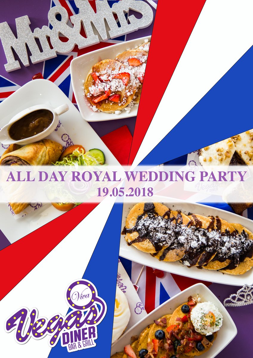 You are cordially invited to the @VivaVegasDiner #RoyalWedding Party! Join us this Saturday from 9am to watch the wedding events unfold on our huge LED screen! 👰 We've even got breakfast sorted - Prince or Princess Pancakes and a Yorkshire Pudding Regal Wrap! 👑
