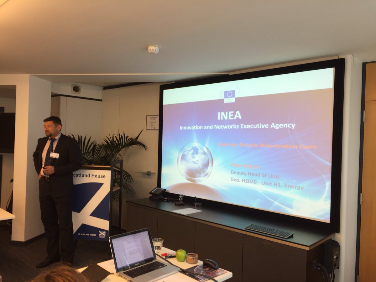 FracRiskEu's tweet photo. Peter Petrov from @inea_eu kicks off our #H2020 #Shale #Gas dissemination meeting at @ScotlandEuropa today! https://t.co/JPDC36jhd6