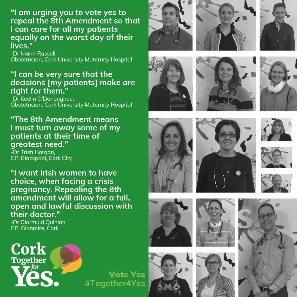 I am proud to be one of many Cork doctors #Together4Yes . I trust my patients to make the best decision they can in their particular circumstances of crisis pregnancy. #trustwomen