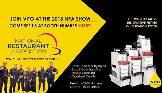 VITO_fryfilter's tweet photo. See you all this weekend. #nrashow #chefslife #vitofryfilter #vito #oilfilter #wacs #gogreen #nycchef #chicago #njchefs #fryer https://t.co/8YbQb2w8xl https://t.co/iRbd4JFtzZ