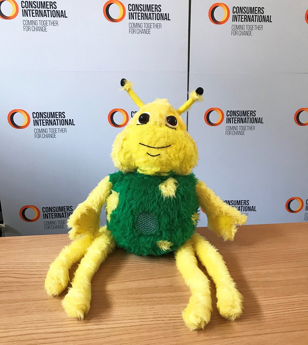 Consumers_Int's tweet photo. #Huggybug may look innocent, but don't be fooled!
His webcam can be controlled by strangers online. His built in microphone records your secrets. He's ready to sell your data to the highest bidder.
Watch the video & join our call for #SecureToys https://t.co/qybYRPmxnf https://t.co/gMdNhHpced