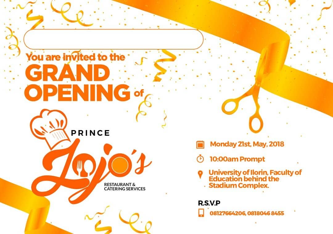 PrinceJojosRes's tweet photo. This is your official IV &amp; exclusive pass to the best of flavours, food and fun in an appealing ambience ❤️🍱🍮🍩🍰🍹😉
Grand opening May 21st at the Unilorin Campus, Behind Main Campus Stadium Complex
Don't miss out 💋
#GoodMealsServedRight #MonToSun #HomeAndOfficeDeliveries https://t.co/Kd4aiRf5l2