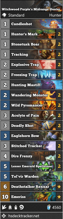 Ahirun Hspurple が使用していたミッドレンジハンター なんと ランク4からランク3までたったの7時間で到達できたそうです 凄まじき狂乱 で 石牙のイノシシ を強化 コピーし 更に エメリス で強化することで 巨大なイノシシ軍団を作れます デッキ