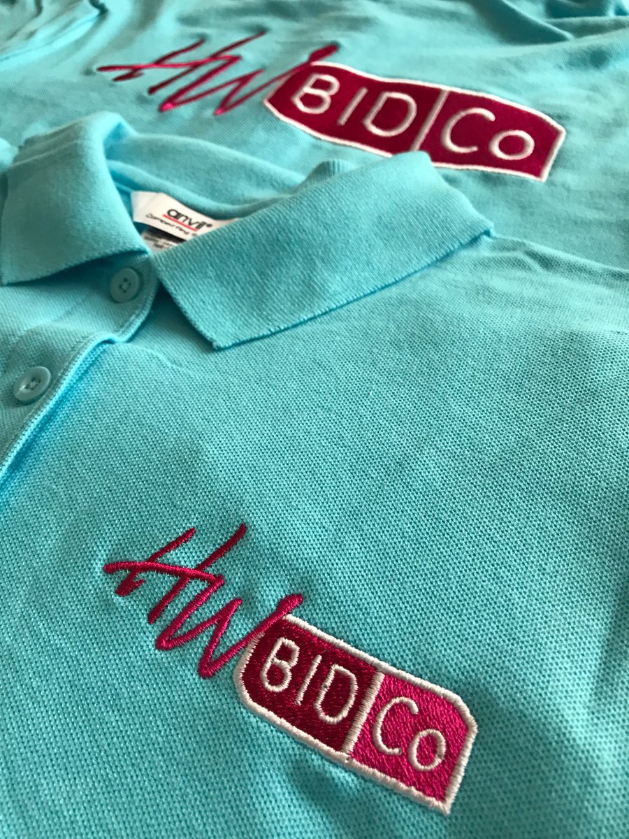 whitecube100's tweet photo. Polo shirts for @hwbidco looking great with their embroidered logo!! 
#polos #logo #embroidery #workwear https://t.co/8yOUGvaCNm
