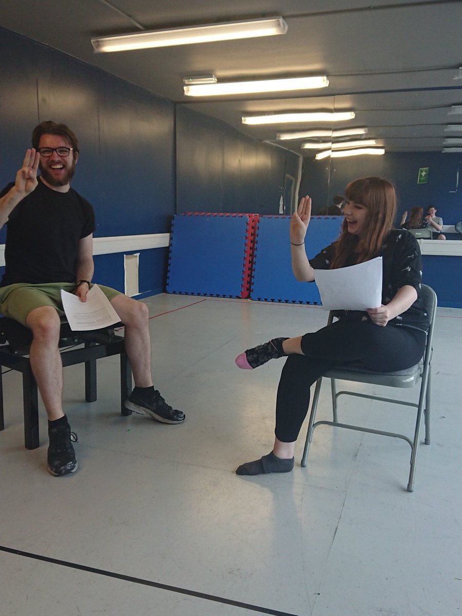 BrokenChairTC's tweet photo. Rehearsing a new scene... Apparently Vicky and Ben are in the scouts now.
#Theatre #rehearsals https://t.co/lVmAz2Vnuc