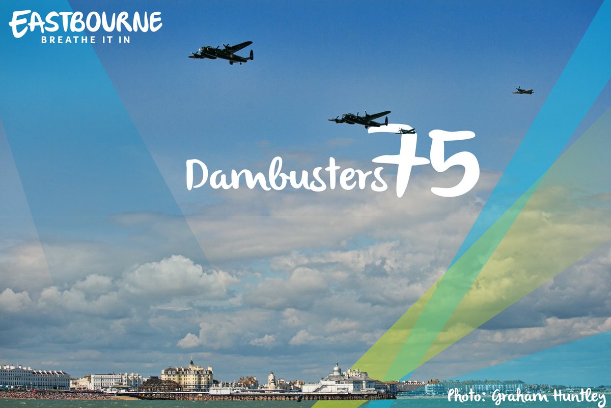 Remembering today #Dambusters75 and the sacrifice made all those years ago, with this iconic photo of the first reunion of the two remaining airworthy Lancasters at Eastbourne Airbourne 2014. Photo Graham Huntley #LestWeForget