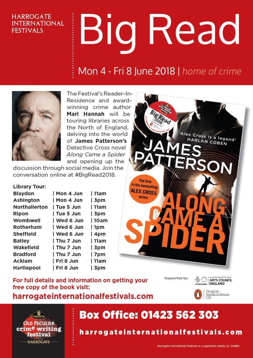 TheakstonsCrime's tweet photo. Is the Big Read coming to a library near you? Tell your friends! We want to make this the biggest and best Big Read we've ever done, it is the 10th year after all... #BigRead2018 @HIFBigRead https://t.co/Fh3h5OrVN6 https://t.co/hFZ28M85wn