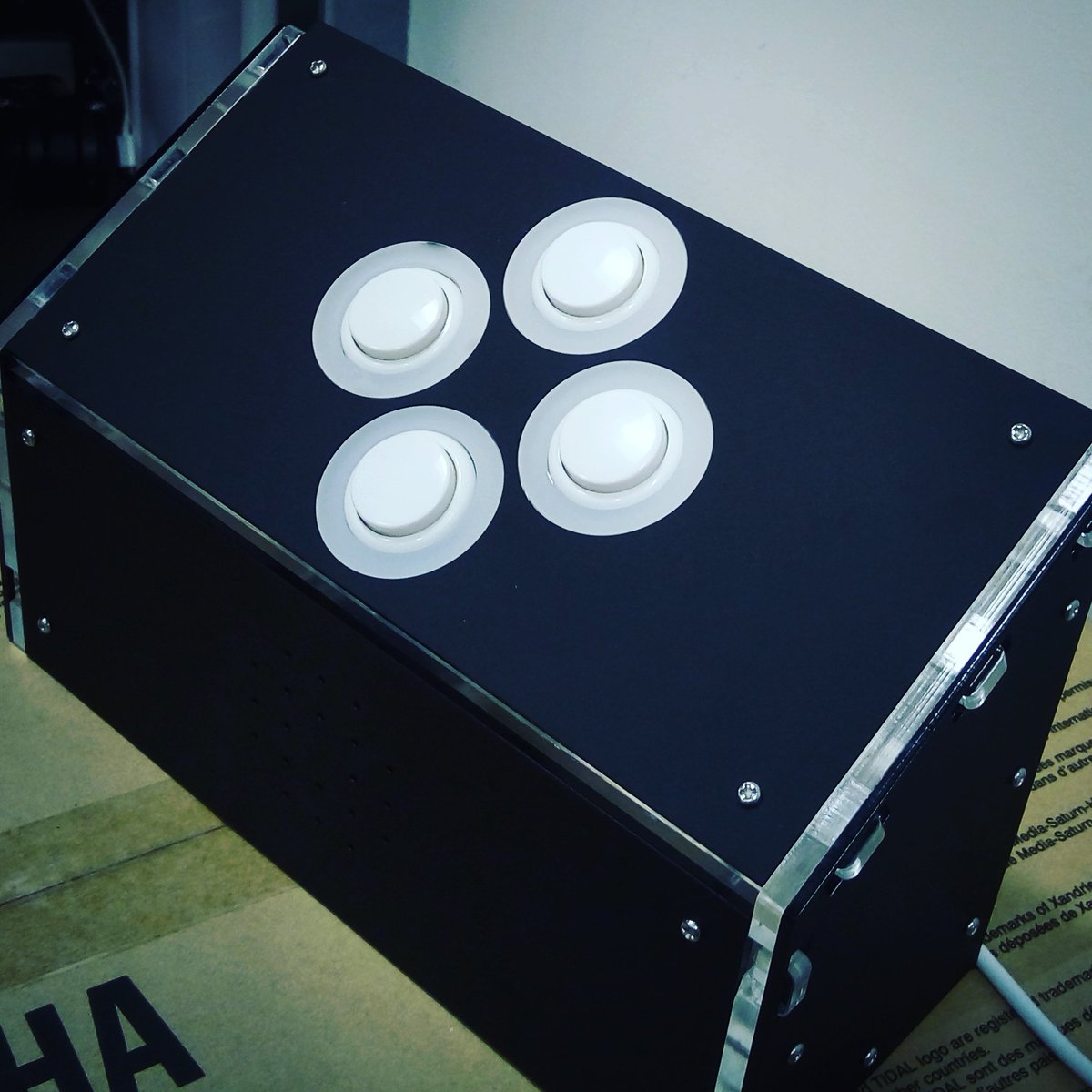 Friday night <a href="/FACT_Liverpool/">FACT_Liverpool</a>! @gemmamaylatham and I are deploying Hazuki Knit, the ultimate QTE/knitting machine crossover game you didn't know you needed. Let the swearing commence!