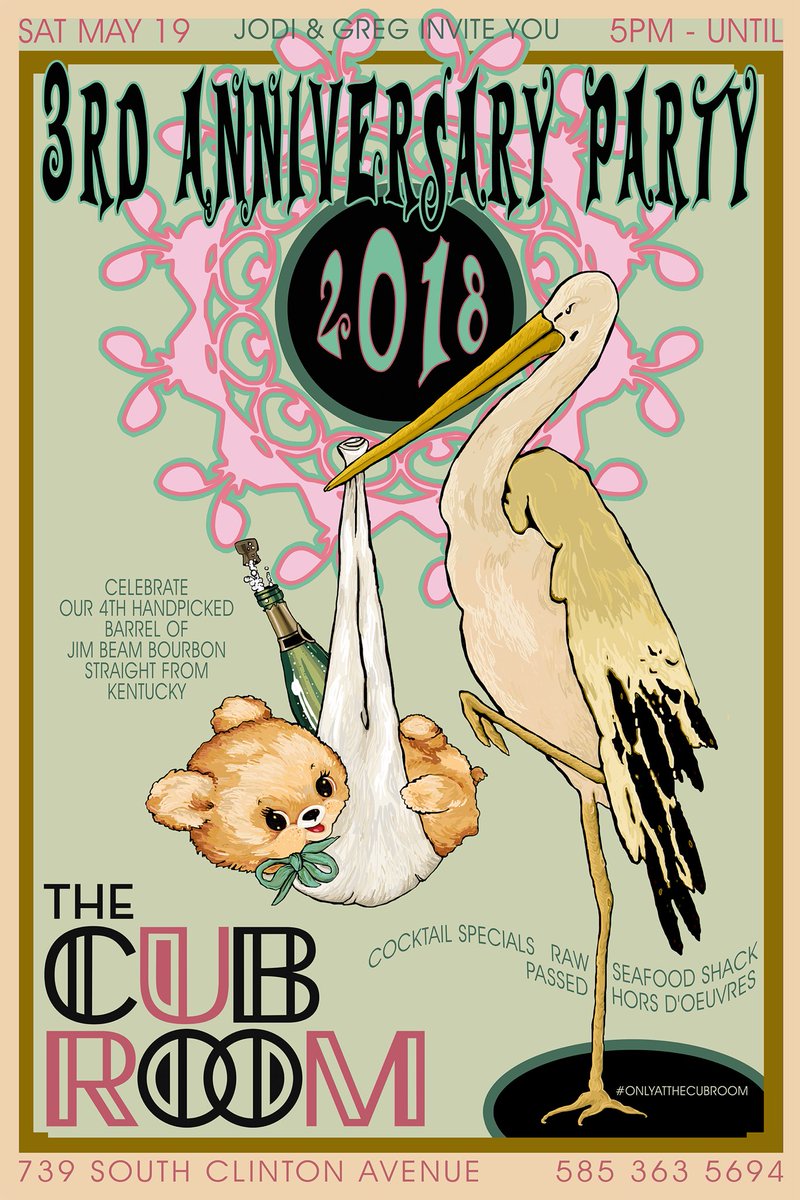 TheCubRoomRoc's tweet photo. Saturday May 19th, join us as we celebrate our 3 year Anniversary 5:00pm on...
#onlyatthecubroom https://t.co/OAcbwdifsf