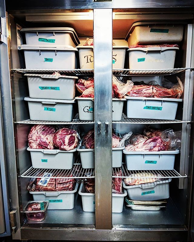 Chef_Rouge's tweet photo. Locked, loaded and labelled meat fridge. Keeping it tight!
Full day ahead👻👻👻
#innstyle #firebrigade #meat #meatfridge #butchery #charcuterie #salumi https://t.co/PqnAB35y6d