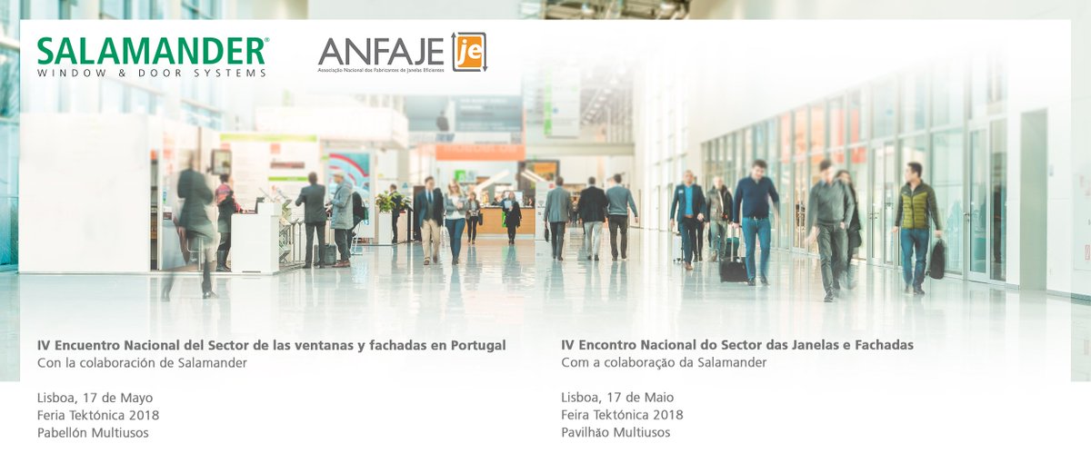 Salamander_SWDS's tweet photo. Mañana en #Tektonica Jornada #Anfaje y @SALAMANDER_ESP. Os esperamos https://t.co/YMY7z3kLeB #VentanasEficientes #Lisboa https://t.co/WeSBkCaHOR
