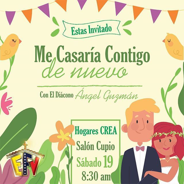 EFV_VALENCIA's tweet photo. ¡Me Casaría Contigo de Nuevo! 👰🏻🤵🏻❤️ Este sábado a las 8:30am en el Salón Cupio de Hogares Crea. ⛪️ Invitado Especial: Diácono Ángel Guzman🧔🏻 No se lo pueden perder.... LOS ESPERAMOS.

#EfvValencia #HogaresCrea #Valencia #Venezuela #Carabobo #Naguanagua https://t.co/KABRjdG2wk