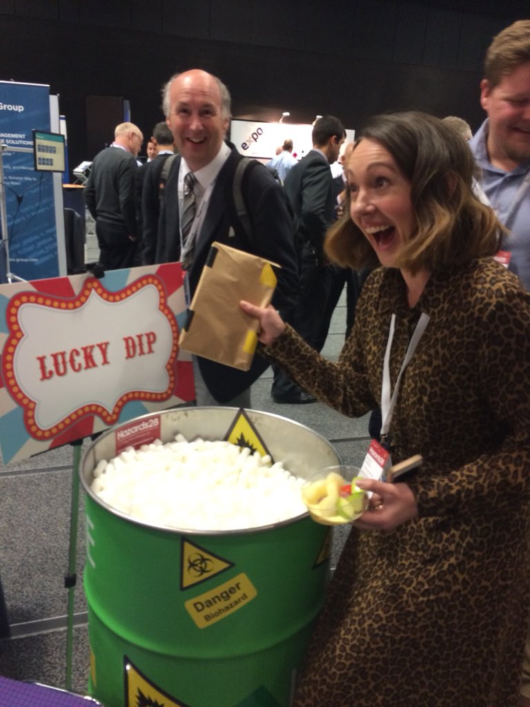 The IChemE lucky dip is back! Come and have a go during the breaks at #Hazards28 - and be as happy as this lady!