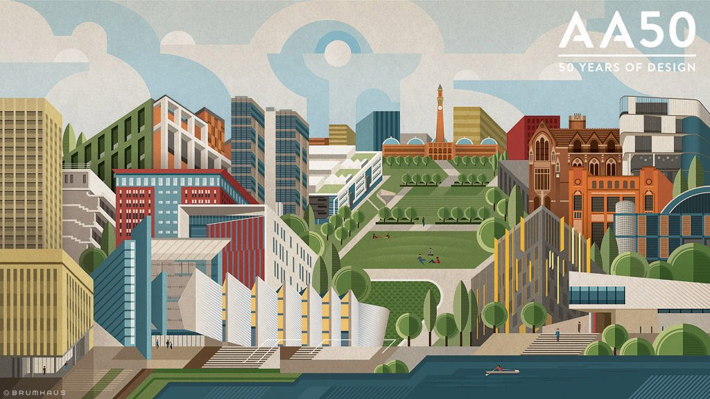 A new Brumhaus print. Commissioned by <a href="/AssociatedA/">AssociatedArchitects</a> to celebrate 50 years of their finest work #Art #Architecture #Brum