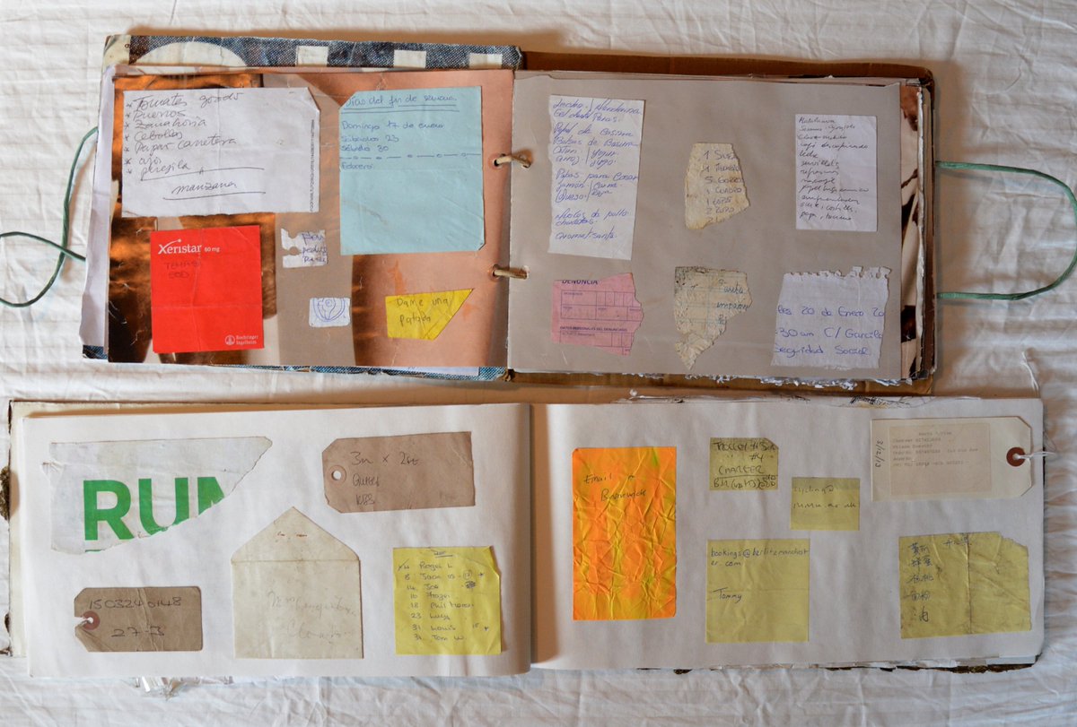 SledgDesigns's tweet photo. #lostandfound #foundnotebooks My found note books I am exhibiting for the upcoming #normalpapers exhibit as part of  @FringeArtsBath next week, books made from found &amp; salvaged materials filled with found notes, one from all over Spain and the other from Manchester https://t.co/GjgZnw6WUc