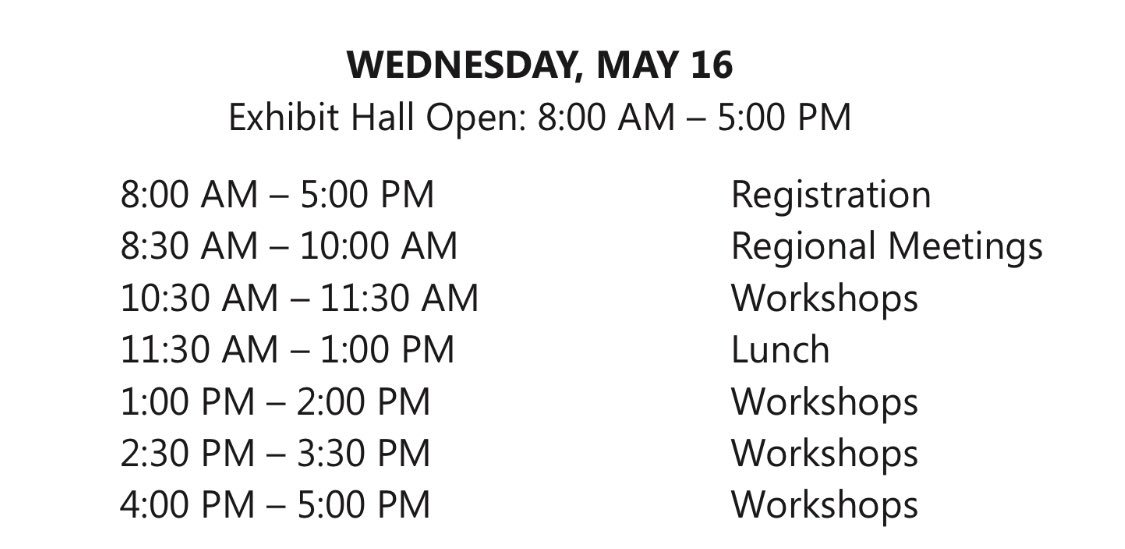 grumpychiefk's tweet photo. Rise and grind, #TEMC2018 #temc18 attendees. This schedule is clearly made with the drinkers in mind. Nothing happens until 10:30 AM meaning you can sleep late to rid yourself of the hangover from last night. https://t.co/touT3P8yQV