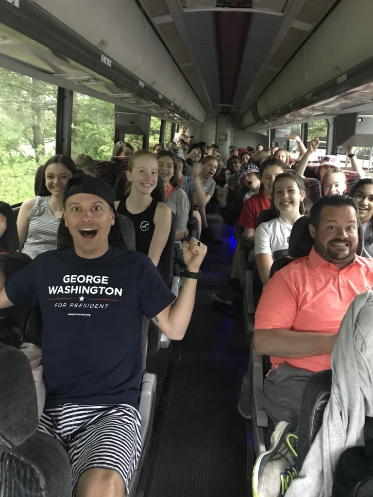 MrsSnivleyOOMS's tweet photo. We’re all awake, fed and heading to @MountVernon to start our day. Bus 1 is a little excited to visit George Washington’s home. #except @MrShoaf25 #potus1 #simplythebest #firstinpeace @gwbooks @OOMSDC https://t.co/5STElp335w