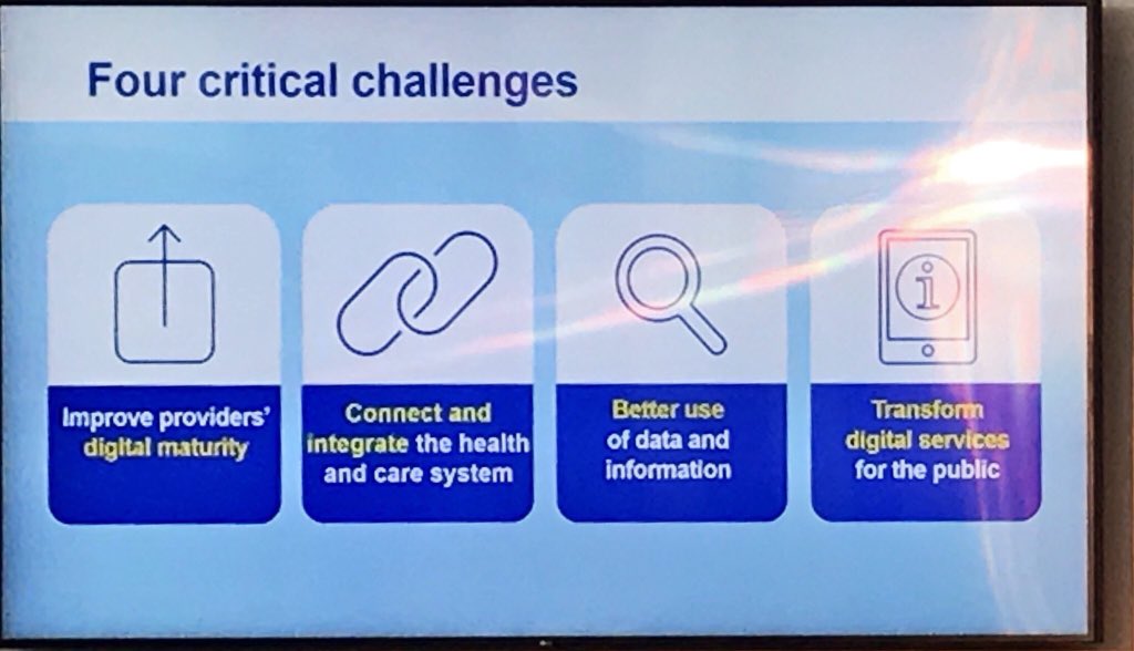 elprdiscovery's tweet photo. @nhscio at #EHW2018 - four critical challenges for the NHS that LHCREs will help to address. #OneLondon #CollectShareUse https://t.co/xjtvjQ6JvF