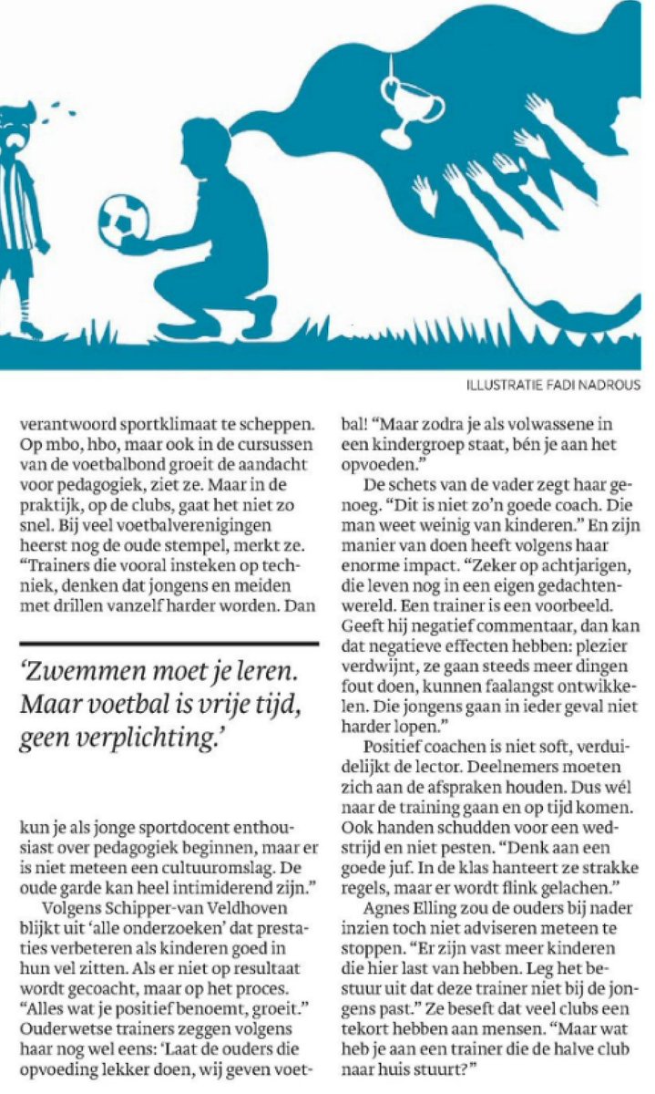 Inspirerend (sport-) coachen werkt bij kind en jonge tiener beter dan alleen sturend coachen op techniek en presteren. Goed stuk over sportcoaching bij kind en jonge tiener in Trouw, 16/5. #bewegen, #sport